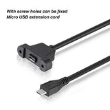 2 Pcs Micro USB 2.0 5 Pin Male to Female Extention Cable 0.3M/1Ft with Panel Mount Hole Including Mounting Screws for Transfering Data with Computer