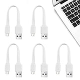 6-Inch Short Flat White Micro USB Cable - Bulk 5-Pack for Charging and Data Transfer