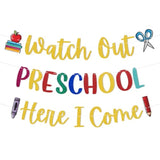 Watch Out Preschool Here I Come Banner -First Day Of Preschool Classroom Decorations, First Day Of School Banner, Welcome To Preschool Party Decorations