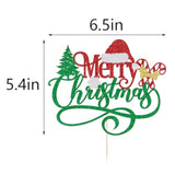 Merry Christmas Cake Topper,Glitter Green Xmas Holiday Cake Decorations,For Winter Christmas Santa Happy New Year Party Theme Cake Decorations (Red Green)