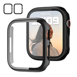 2 Pack Case With Tempered Glass Screen Protector For Apple Watch Series 9/8/7 45Mm, Slim Guard Bumper Full Hard Pc Protective Cover Hd Ultra-Thin Cover For Iwatch 9 8 7 45Mm Accessories,Black