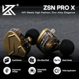 Kz Zsn Pro X Dual Driver 1Ba+1Dd Hybrid Metal Earphones Hifi In-Ear Monitor With Detachable Recessed 2Pin Cable,Zinc Alloy Panel (Without Mic, Black)