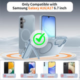 Hualele Magnetic Phone Case for Samsung Galaxy A16/A17 5G with Metal Stand, Military Grade Drop Protection, Shockproof Kickstand, Light Blue