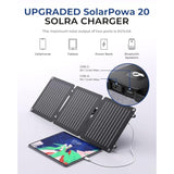 20W Portable Solar Panel With Kickstands, Usb-A And Usb-C(5V/2.4A Per Output), Solar Panel Charger For Camping, Higher Efficiency, Ip65 Waterproof, Compatible With Phones, Tablets, Power Bank