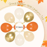 166pcs Fall Balloon Arch Kit with Orange White Gold Nude Balloons for Thanksgiving Party