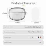 Silicone Case For The New Bose Ultra Open Earbuds 2024, Shockproof Case For Bose Ultra Open Earbuds 2024 With Carabiner And Wrist Strap. (Transparent Tpu)