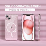 Iphone 15 Plus Clear Glitter Case With Magnetic Magsafe & Screen Protectors