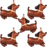 5 Pcs Dog Birthday Balloons Dachshund Shaped Puppy Foil Mylar Pet Party Decorations