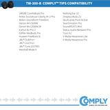 Tw-300-B | Memory Foam Replacement Earbud Tips For Beats Studio Buds Plus +, Earfun, Soundcore & More | Ultimate Comfort, Secure Fit, Superior Noise Isolation | Black, Small (3 Pairs)