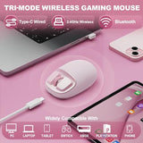 Yunzll C1 Silicone Wireless Mouse, Tri-Mode 2.4G/Usb-C/Bluetooth Mouse, 4800 Dpl Optical Tracking, 6 Adjustment Levels,Customize Mice For Laptop, Computer, Ipad, Macbook (Pink)