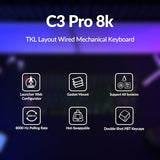 C3 Pro Tkl 80% Wired Mechanical Keyboard, 8K Polling Rate, Qmk/Via Programmable, Hot-Swappable, Rgb Backlit Shine-Through Keycaps, Super Banana Switch, For Windows/Mac