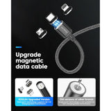 3Pack Magnetic Charging Cable Usb C,3A Fast Charging/Data Transmission With 3 In 1 Charging Tips Nylon-Braided Phone Compatible For Iproduct/Type C/Micro Device Black(3.3Ft/6.6Ft/6.6Ft)