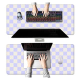 Pastel Purple Checkered Desk Mat, Aesthetic Pink Pattern Office Decor Extra Large Mouse Pad, Laptop Pad Mat, Game Mat, 35.4 X 15.7 In