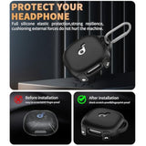 Soundcore Sport X20 Case Cover, Secure Lock Design, Soft Silicone Protective Scratch Resistant Logo Visible Cover for Anker Charging Case with Carabiner - Black