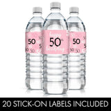 Pink, Black, And White 50Th Birthday Party Water Bottle Labels - 20 Count, 50Th Birthday Party Decorations For Women
