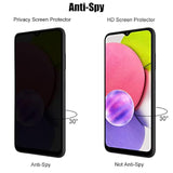 (3+3) Privacy Screen Protector For Samsung Galaxy A03S (3 Pack) Anti Spy Private Tempered Glass With Camera Lens Protector, Anti Scratch