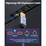 Displayport Cable 2.1, 16K Dp 2.0 Cable 6Ft [16K@60Hz, 8K@120Hz, 4K@240Hz 165H