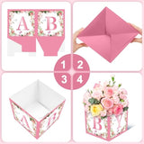 6 Pack 7X7X7 Inches Pink Floral Baby Shower Centerpiece Boxes With 'Baby' Letters, Perfect For Girl Baby Shower, Gender Reveal Party Favors, Flower Arrangements, And Table Decorations