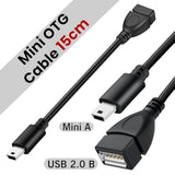 SaiTech IT (2 Pack Mini USB OTG Cable for Digital Cameras - USB A Female to Mini USB B 5 Pin Male Adapter Cable