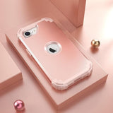 For 16E Case With Screen Protector(2025),Case For Se 4Th Generation,Hybrid 3 In 1 Shock Absorption Slim Fit Heavy Duty Hard Pc Cover Soft Silicone Bumper Full Body Cover,Rose Gold