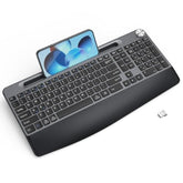 Ergonomic Wireless Keyboard With Wrist Rest-Low-Profile,Phone/Tablet Holder,Quiet Design?Windows & Mac Os?Full Size Cordless Usb Computer Keyboard For Desktop,Laptop, Pc, Mac, Windows-Black