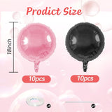 20Pcs Black Pink Round Shaped Balloons, 18 Inch Round Foil Balloon, Light Pink Black Round Aluminum Giant Helium Balloon For Birthday Party Wedding Baby Shower Bachelorette Anniversary Decoration