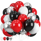 60 Red Black Balloons Double Stuffed 12inch Metallic Silver Party Decor