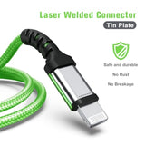 Apple C89 MFi Certified Lightning to USB-A Braided Cable for iPhone 14/13/12/11 Pro Pro Max Plus Mini, SE XS Max XR X, 8/7/6 Plus, iPad, AirPods, 4 Ft Green