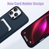 Compatible With Iphone 16 Pro Max Case Tpu Card Holder Wallet Cover,Camera Protection + Screen Protector Soft Card Slot Phone Case -Blue