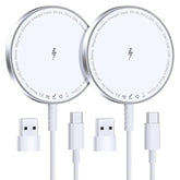 Magnetic Wireless Charger For : Compatible With Magsafe Charger 16 15 14 13 12 Series & Airpods 4 3 2 Pro - Fast 15W Max Charging Pad Strong Magnet, Dual Usb-C/A Ports-Home Office Travel