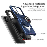 For Cricket Icon 6 Phone Case/At&T Verge Case With Tempered Glass Screen Protector,Military Grade Heavy Duty Shockproof Protective Cover,With Ring Kickstand (Cricket Icon 6, Blue)