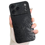 Case for iPhone 17 Pro Max Black Floral Flower Pattern Print Design Soft TPU Full Camera Lens Anti-Drop Anti-Scratch Shockproof Protective Slim Cover