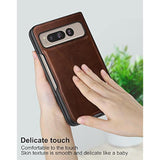For Google Pixel Fold Case, Leather Case, Pu Leather + Hard Pc Shell Ultra Thin Slim Durable Protective Phone Case Cover For Google Pixel Fold 2023 (Brown)