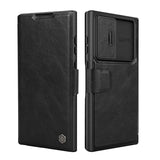 For Samsung Galaxy S23 Ultra Wallet Case With Card Holder And Camera Cover, Pu Leather Case With Magnetic Flip Cover, Card Slot, Slide Camera Protection (6.8 Inch) - Black