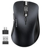 Wireless Mouse, 2.4G Silent Computer Mice With Usb Receiver & Type-C Adapter,