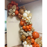 160PCS Fall Balloon Arch Kit with Orange Brown Gold White Balloons for Baby Shower