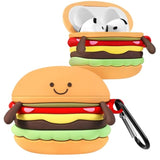 Boaretiu For Airpods 4 Case 2024 Cute Cartoon Kawaii - Funny 3D Soft Silicone Hamburger Design Cover With Carabiner Stylish For Boys Girls Teens Women For Air Pods 4