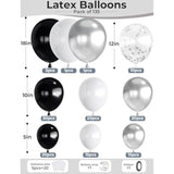 Black And Silver Balloons Garland Arch Kit,135 Pcs Graduation Balloon Arch, 18/12/10/5 In Silver Black White Balloons And Confetti Balloon, For Graduations Decor 2025, Wedding, Retirement, Birthday