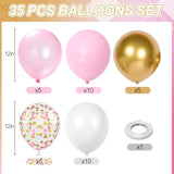 Pink & Gold 12" Balloons Set for Birthday, Baby Shower & Party Decor