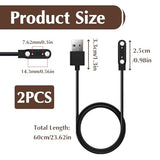 2 Pack Smart Watch Magnetic Charger Cable, Universal 2-Pin 7.62mm Pin Pitch Replacement Charging Cord Compatible with Kid Smartwatch, Fitness