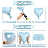 Baby Blue White Heart Balloons,12Pcs 18 Inch Foil Baby Shower Decorations