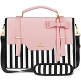 Laptop Bag For Women, 17 Inch Cute Computer Briefcase Laptop Carrying Case, Lightweight Messenger Sleeves Shoulder Work Tote Bag With Bow & Rfid Pocket Gifts For College Office Business, Pink
