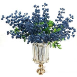 Artificial Blueberry Stems With Berries, Blue Christmas Fruit Decor, Diy Floral Arrangement, Artificial Plants Flowers (White Pink)
