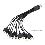 2 Pack (7.87Inch) 10 In 1 Universal Usb Cable, Multiple Universal Charging Cable For Cell Phones Blutooth Earphone Speaker Adapter Cable, 7.87Inch