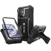 For Iphone 12 Mini Case Built-In Screen Protector, Dual Layer Shockproof Heavy Duty Case With Kickstand Compatible With Iphone 12 Mini 5.4 Inch Phone (Black)