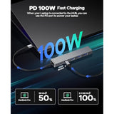 USB C 3.2 Hub, ORICO 4 Ports USB 3.2 Gen 2 USB C Adapter with 100W Power Deliv