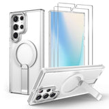For Galaxy-S22-Ultra Case: With 2 Pcs Screen Protector For S22 Ultra Case, Strong Magnetic Compatible With Magsafe, Built-In Stand, Slim Fit & Clear Phone Case For Samsung S22 Ultra, Clear