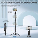 Auto Face Tracking Tripod 360 Rotation With Stand,Android And Iphone Tripod Holder With Remote And Gesture Control, No App,Built-In Tracking Camera Selfie Stick For Live Vlog Streaming Video Tiktok