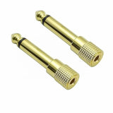 1/4 Mono To 1/8 Mono Adapter, 6.35Mm Ts Male Plug To 3.5Mm Female (Mono To Mono) Audio Adaptor Audio Connector Golden - (4 Pcs)