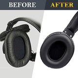 Replacement Earpads For Sony Mdr-7506 Mdr-V6 Mdr-V7 Mdr-Cd900St Monitor Headphones, Ear Pads Cushions With Softer Protein Leather, High-Density Foam - Black